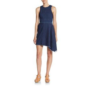 Nicholas Asymmetrical Frayed Sleeveless Denim Dress size 4